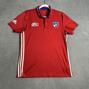 Adidas FC Dallas Polo Shirt Mens Medium Red Advocare Climalite Golf-Read‎